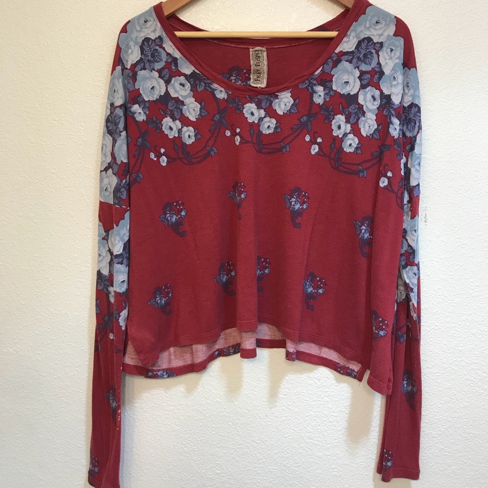 Red and blue flowered Free People shirt
